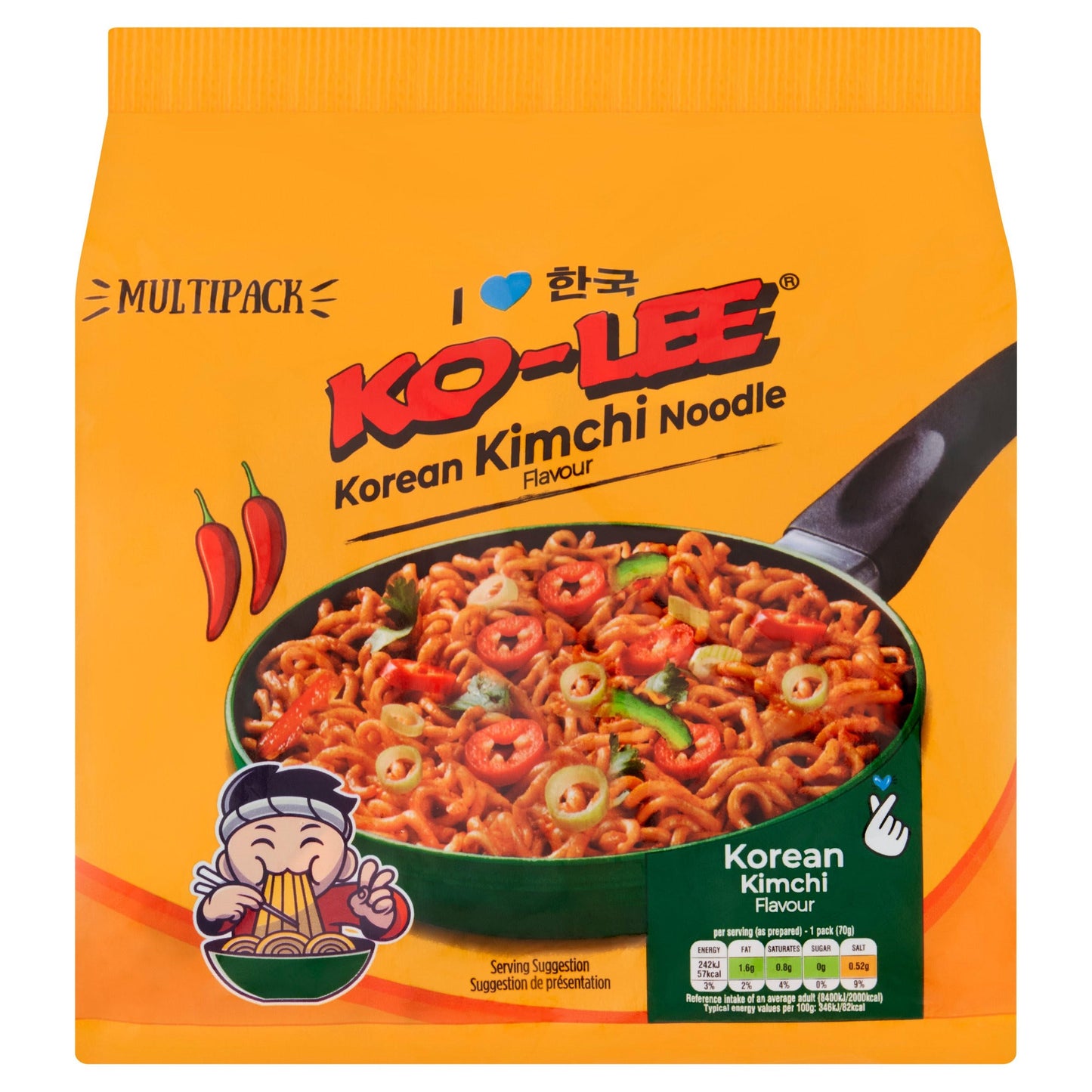 Ko-Lee Korean Kimchi Flavour Noodles 5 Pack