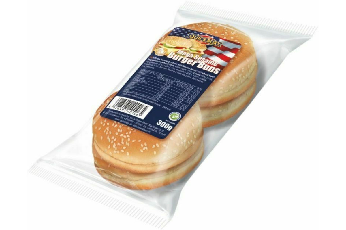 Quickbury 4 Mega Sesame Burger Buns 300g
