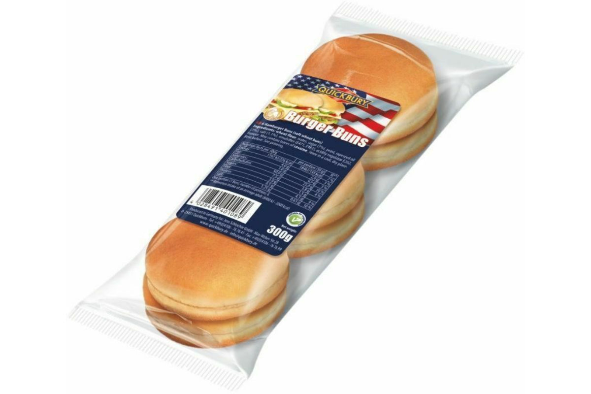 Quickbury 6 Plain Burger Buns 300g