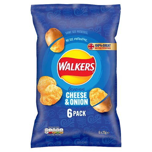 Walkers Cheese & Onion Crisps 6X25g