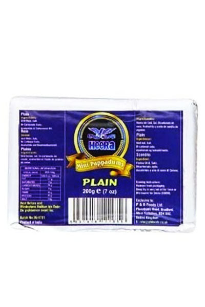 Heera Mini Pappadums Plain 200g
