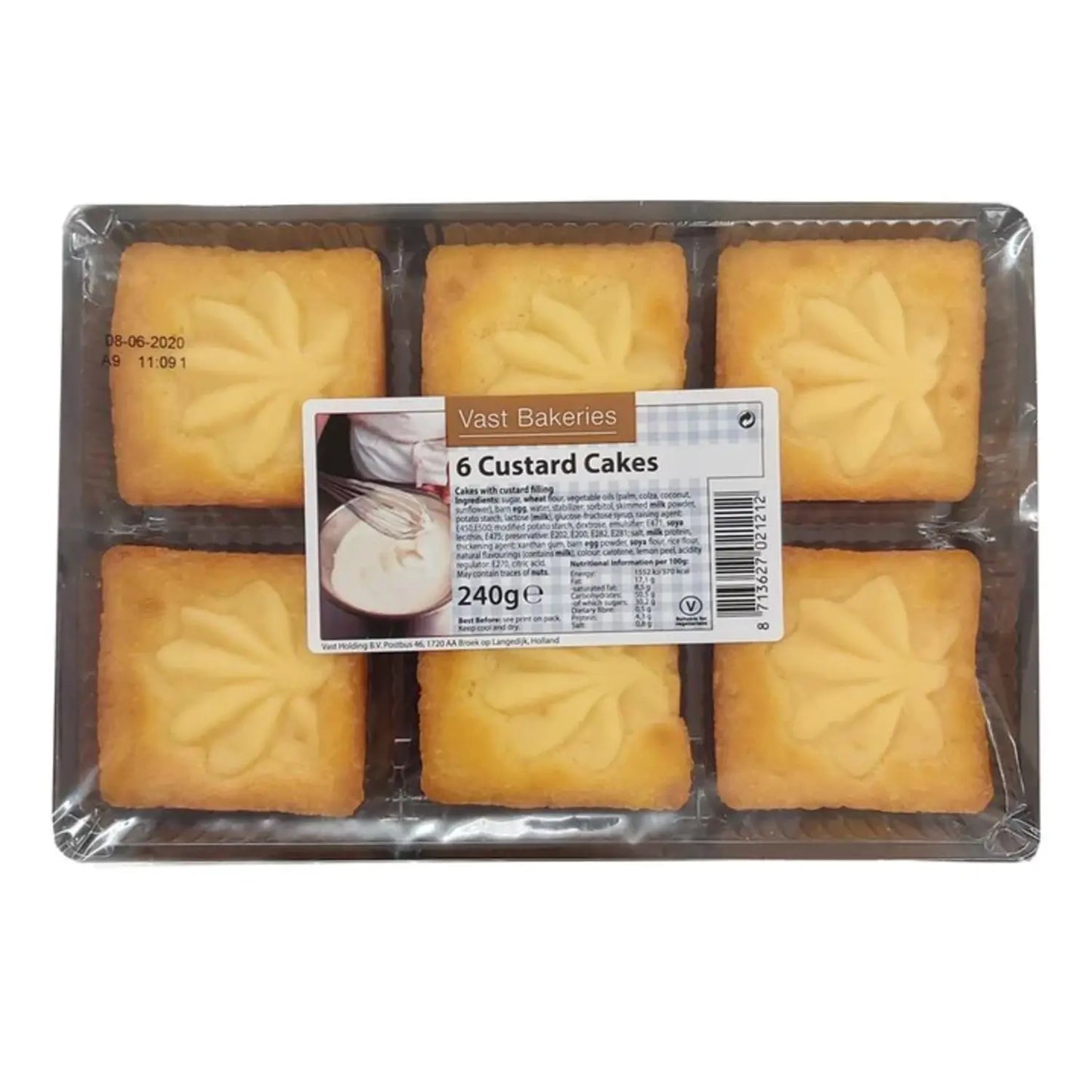 Vast Bakeries 6 Custard Cakes 240g
