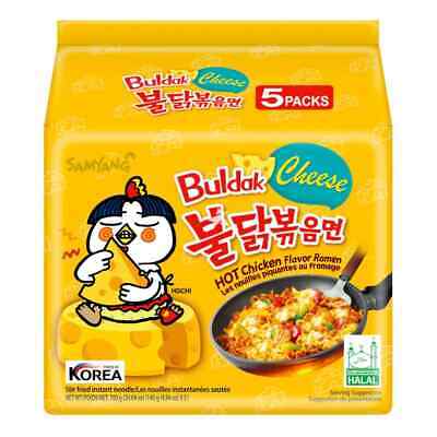 Samyang Buldak Hot Chicken Ramen Noodles Cheese Flavour 5 Pack